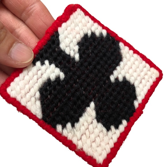 VTG Set Card Table Cover w Ties Hand Embroidered, Handmade Coasters Poker Bridge - Picture 10 of 12